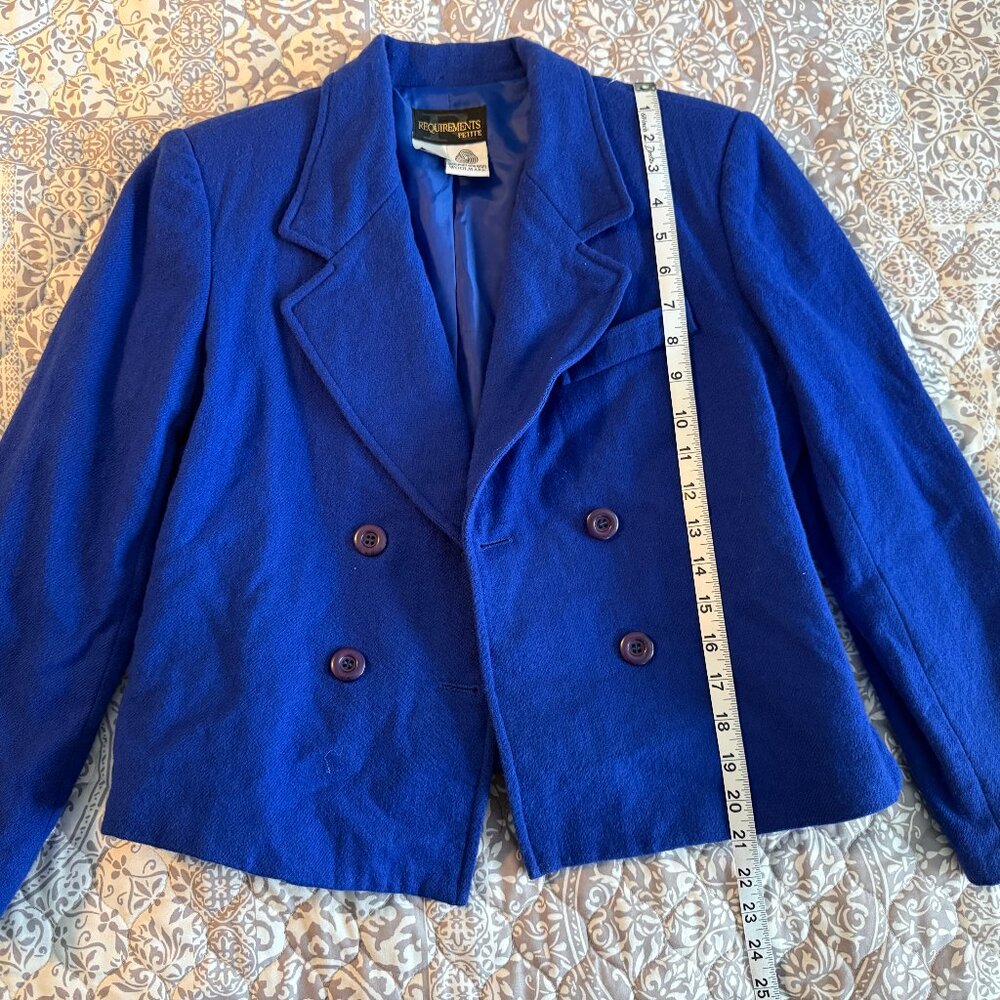 Requirements 100% Wool Blazer Women's Size 8P Blue
